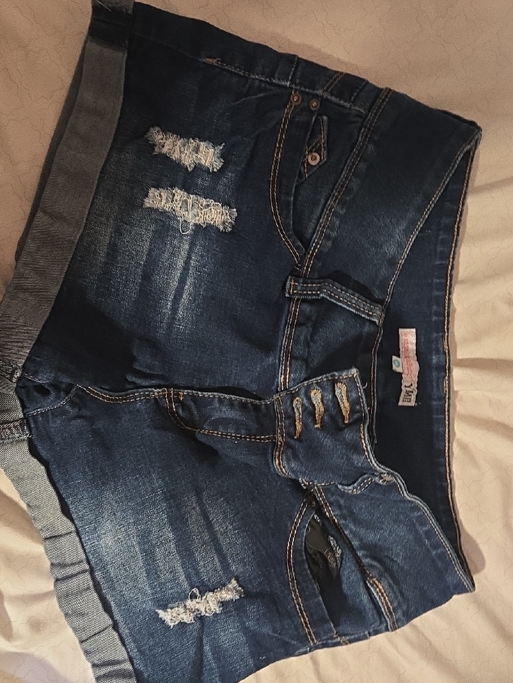 Women's Wannabetterbutt Ymi Dark Blue Distressed Denim Shorts